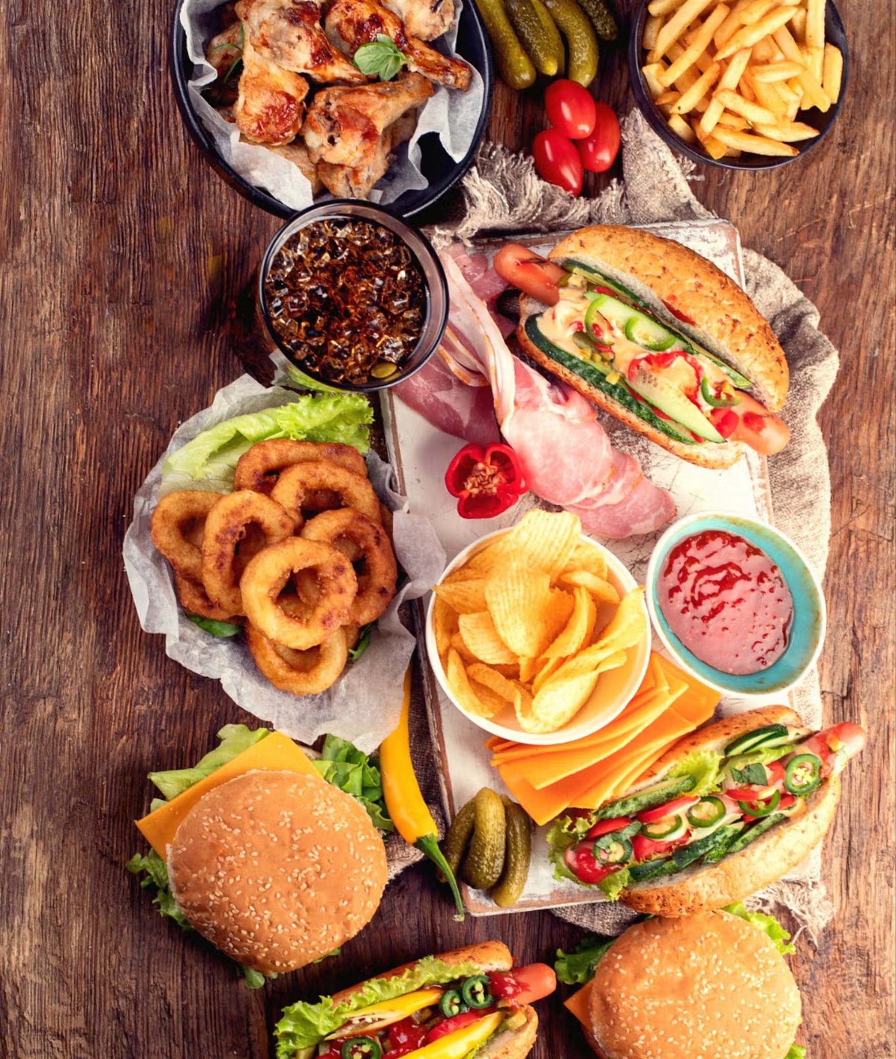 Food platter with various foods